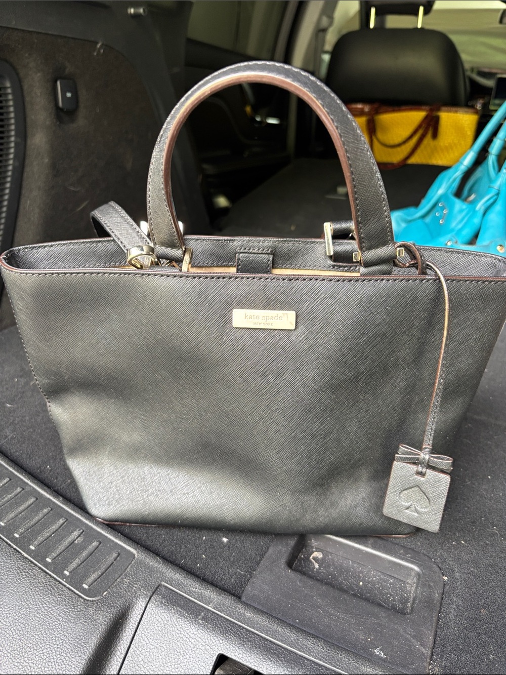 kate spade Black Saffiano Leather Tote with Gold Hardware